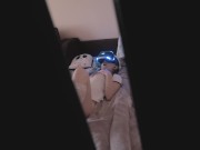 Preview 1 of Step-Daughter Masturbates with VR Glasses While I Watch Her
