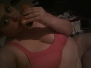Preview 1 of SSBBW Stuffs Her Fat Face, Belly Rubbing