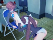 Preview 3 of Sayori fucks Monika with a strapon in the club room - Doki Doki Literature Club hentai.