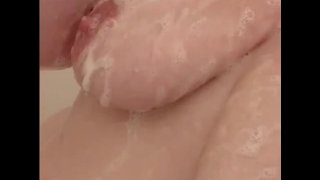 Getting my boobs nice and soapy in the shower