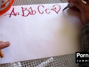 Preview 3 of Sexy hands ASMR writing cursive in cardinal red (instrumental by john bravoe)