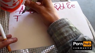 Sexy hands ASMR writing cursive in cardinal red (instrumental by john bravoe)