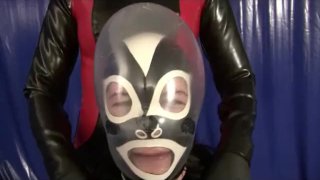 Rubber Girl With Latex Condom Over Head Breathplay Breath Control Play Femdom Lesbian