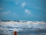 Preview 3 of Tik Tok. Beach Voyeur looks on Blonde Teen enjoying Topless in the waves.