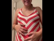 Preview 1 of Pregnant redhead rubs her belly!