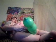Preview 3 of Looner Balloon play, 5 ft clown& squiggly balloons B2P Hump2pop pussy stuff suck& Fuck 5ft balloon