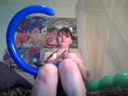 Preview 4 of Looner Balloon play, 5 ft clown& squiggly balloons B2P Hump2pop pussy stuff suck& Fuck 5ft balloon