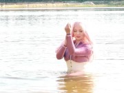 Preview 3 of Swimming in latex rubber transparent catsuit! wanna be with me in your fetish dreams???