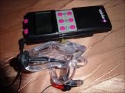 Preview 1 of Estim e-stim cum load milking with chastity device