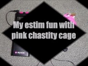 Preview 1 of Estim e-stim electro cum load milking with chastity cage