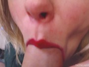 Preview 3 of THIS CLOSE UP IS BLOWING ME UP! Sensual POV close up blowjob with red lipstick teaser