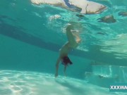 Preview 5 of Hot brunette slut Candy swims underwater