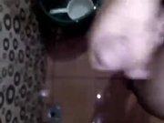 Preview 4 of Horny Young Guy Having Fun Jerking Off His Huge Cock in the Toilet