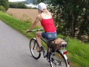 Preview 1 of Bike tour with hot tranny girl ends with double load of cum