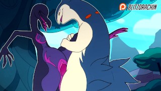 Patreon/Blitzdrachin : Straight furry yiff animation , scalie , monster , cumshot , against the wall