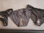 Preview 2 of laundry raid cum in 3 dirty panties
