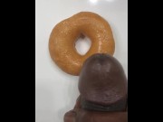 Preview 2 of Glazing Donuts At Work Cum Goes On Top Of The Donut - BBC!!