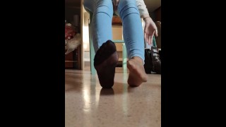 Boots nylon feet fetish