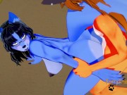 Preview 1 of Furry Hentai - Blue Wolf & Fox Multiple Cums inside Her