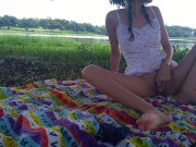 Preview 2 of Risk public outdoors martubation teen masturbating at a lake