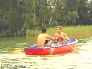 Preview 2 of Steamy gay sucking in a little boat