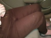 Preview 1 of ⭐ Desperate Girl Pees Her Brown Jeans In The Car!