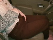Preview 2 of ⭐ Desperate Girl Pees Her Brown Jeans In The Car!