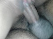 Preview 5 of Big Cock husband getting hard and cumming in the pussy of big clit wife