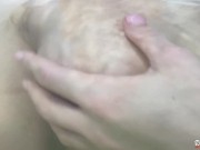 Preview 3 of Boobs massage. A schoolgirl is playing with her boobs in the bathroom under the water