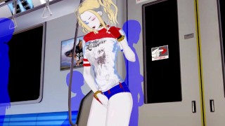 Harley Quinn fingers herself on a crowded subway - DC Comics Hentai.