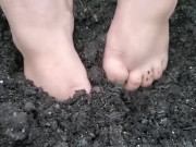 Preview 1 of Relaxing Dirt Play and Mud Bath For My Cute Chubby Feet