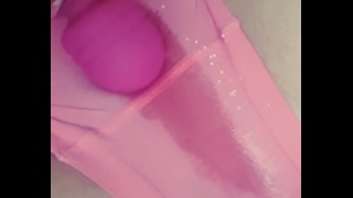 Cute teen's wet pussy squirting multiple orgasms through pink panties!