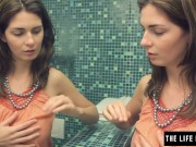Preview 3 of Sexy brunette watches herself in the mirror as she masturbates