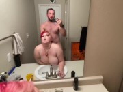 Preview 4 of pov doggy w pawg bent over bathroom sink