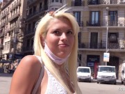 Preview 1 of GERMAN SCOUT - SKINNY BLONDE LATINA GIRL I STREET PICKUP IN JEANS HOTPANTS I REAL CASTING
