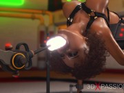 Preview 2 of Space sex. 3d alien shemale plays with a sexy ebony in restraints on the exoplanet