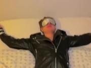 Preview 3 of Amateur tied up in leather jacket anal fuck