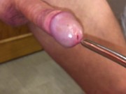 Preview 1 of I fuck my dick with this steel rod, it does not let the sperm escape.