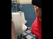 Preview 2 of Johnholmesjunior CAUGHT jerking huge cock in busy vancouver park bathroom real risky
