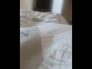 Preview 2 of Solo Masturbation and Stomach Cumshot while watching porn in Pyjamas