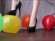 Preview 3 of POP BALLOONS WITH FEET IN BLACK HIGH-HEELED SHOES FETISH SKINNY GIRL ASMR
