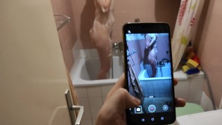 I Fuck my Step Sister After she Catches me Jerking off on her While she's in the Shower !!