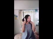 Preview 4 of Cute Japanese Crossdresser Sissy Training Cum suck posing