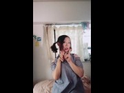 Preview 5 of Cute Japanese Crossdresser Sissy Training Cum suck posing