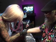 Preview 5 of Busty babe Evilyn Ink tattoos Ivan then masturbates