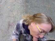 Preview 1 of OnlyFans and Twitter Teen Slut Sarah Evans Gives Blowjob On Public Road Swallows Every Drop. Perfect