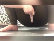 Preview 4 of Naughty Teen Plays With stepsisters Toothbrush Through Yoga Pants