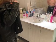 Preview 2 of Amateur trying on leather jacket and raincoats haul - why girls take so long to get ready