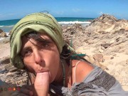 Preview 3 of Horny Girl want his dick in a Public Beach and Take a Big Facial
