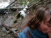 Preview 5 of Escaping quarantine and fucking in the cold woods. Super satisfying blowjob!